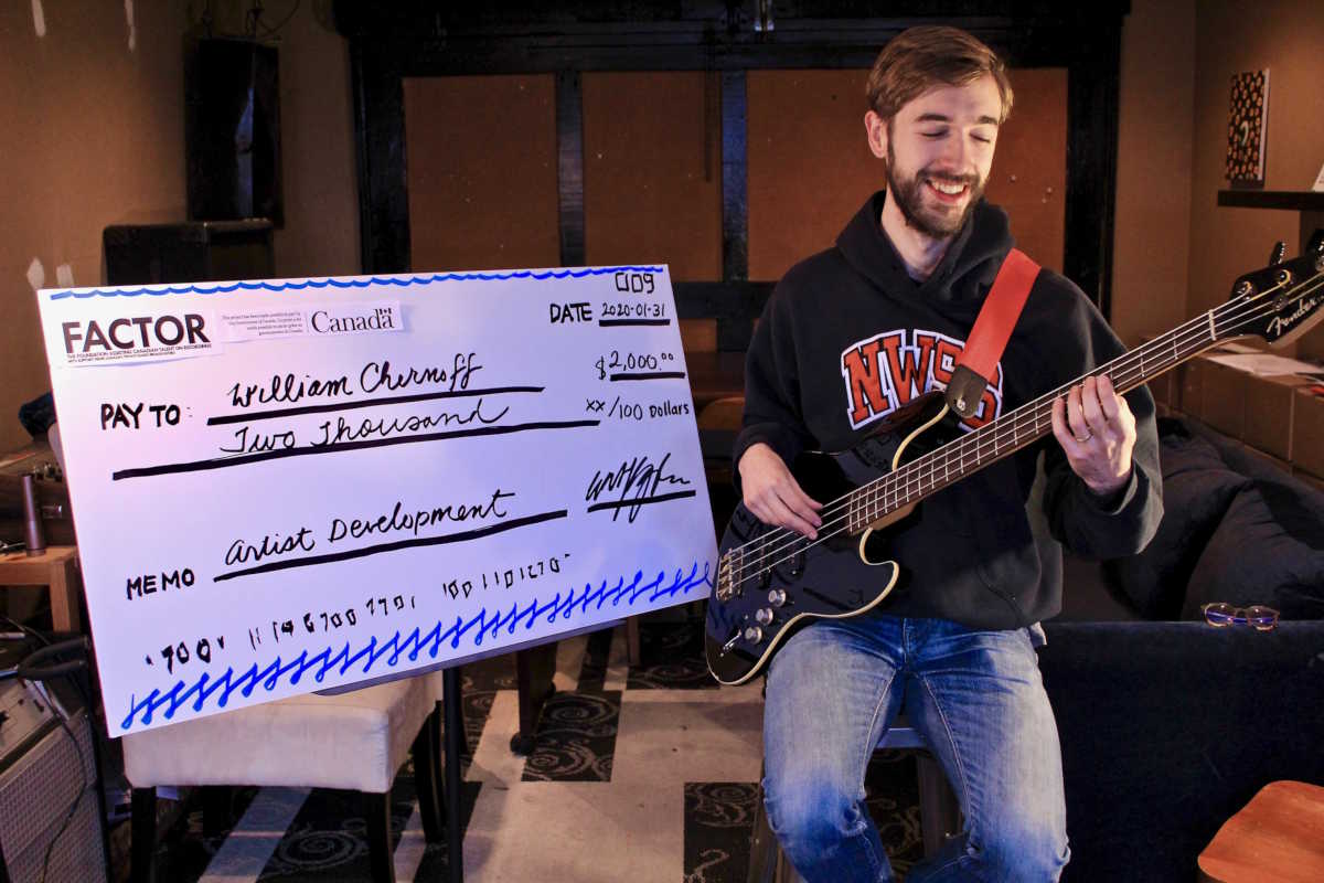 William Chernoff FACTOR Artist Development giant homemade cheque
