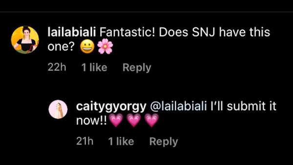 Caity Gyorgy and Laila Biali comment on Instagram 