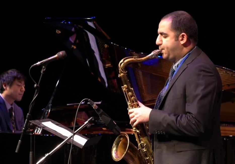 Ardeshir Pourkeramati on saxophone with Winston Matsushita on piano at Jazz at the Bolt 2022